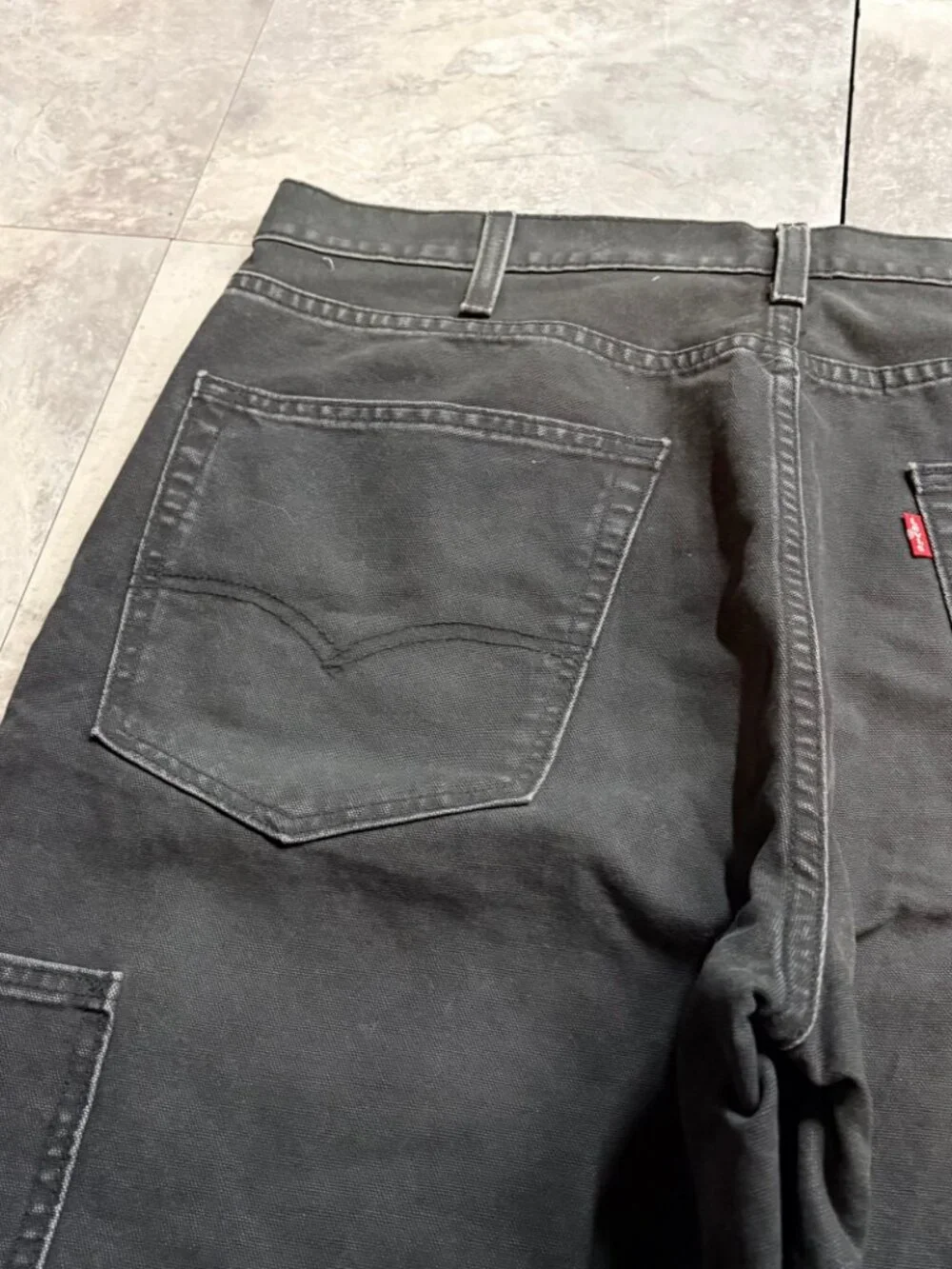 Levi's Double Knee Carpenter Jeans 36x30 Black Baggy Workwear Y2K